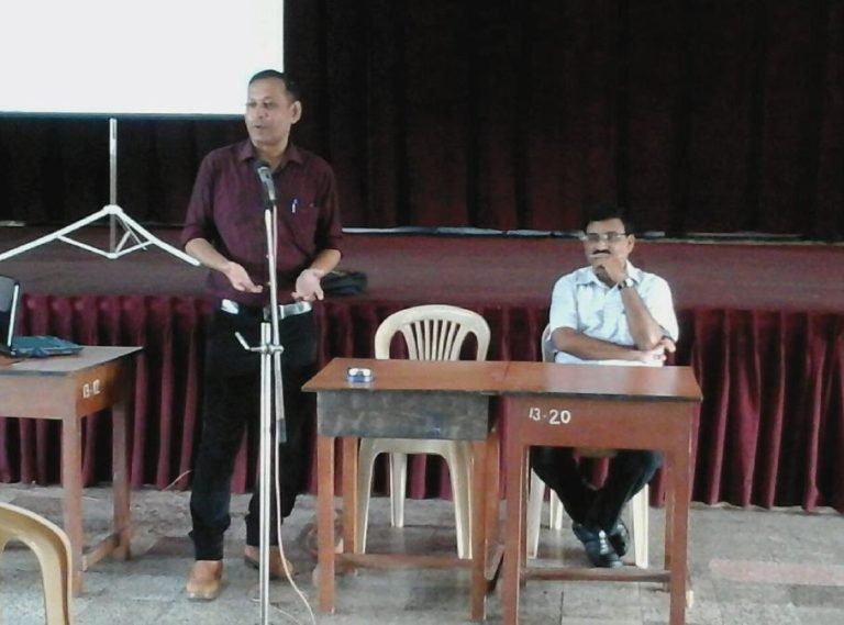 LESA President Mr. Elric Pereira welcoming the Resource person Mr. Jesus Ribeiro